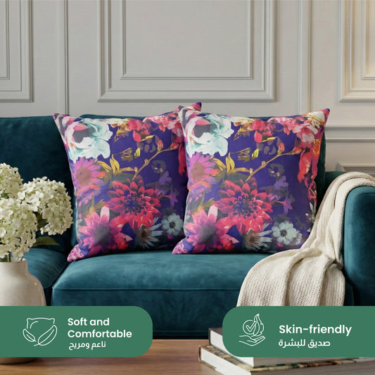 Cotton Decorative Throw Pillows Pack of 2 - 45x45 cm Square, Navy Blue