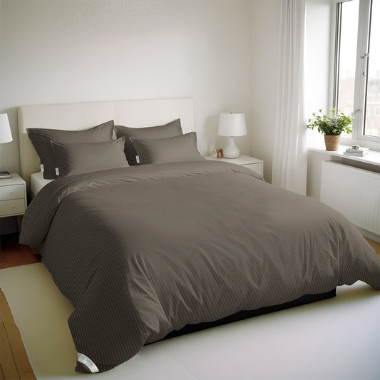 6 Piece  Duvet Cover Set 240x260cm King - Gray Stripe - Cotton Home