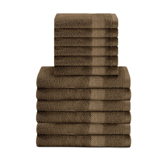 Cotton Face Towel and Hand Towel 12 Piece Set-Soft Feel, Quick Dry, Highly Absorbent Durable Towels - Cotton Home