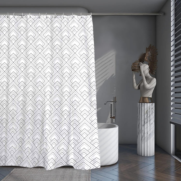 Shower Curtain Printed Fabric with Hooks 180x180 Cm - Rinse - Cotton Home