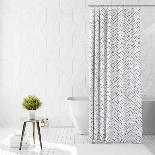 Shower Curtain Printed Fabric with Hooks 180x180 Cm - Rinse - Cotton Home