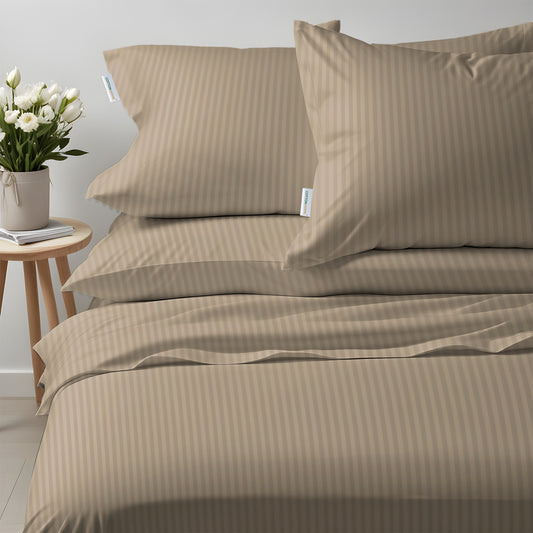 6 Piece Duvet Cover Set 240x260cm Supersoft Light Brown