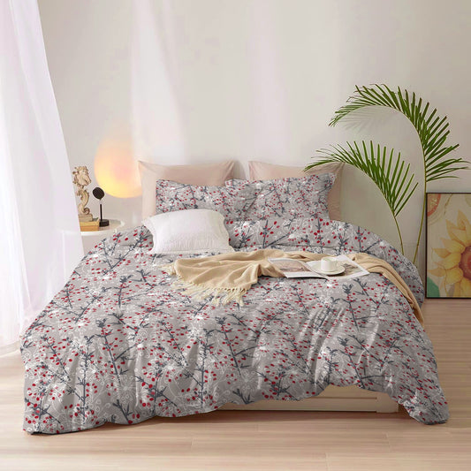Duvet Cover 4 piece set Super King size High quality 240x260 duvet cover with Fitted sheet and pillow cases Midnight garden - Cotton Home