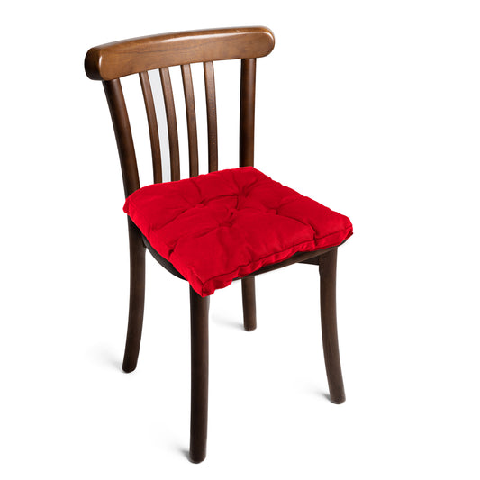 Premium Red Chair Pads with Ties suitable for Dining Room For Indoor Outdoor Garden Patio Kitchen Office Chairs - Cotton Home