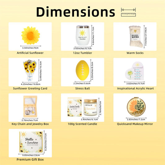 Bath Gift Box Set – Luxe Yellow Spa Care Package with 8 Relaxing Self-Care Items for Women, Mom, Wife, Sister, Friends