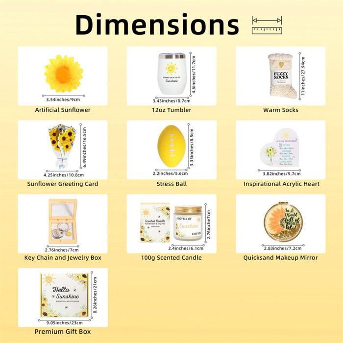 Bath Gift Box Set – Luxe Yellow Spa Care Package with 8 Relaxing Self-Care Items for Women, Mom, Wife, Sister, Friends