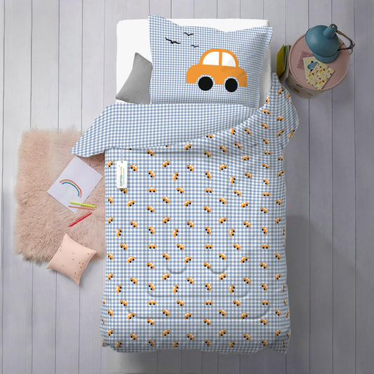 3Piece Baby Crib Comforter Set 90x120 Cotton Comforter, Filled Pillow & Pillow Cover – Little Cars