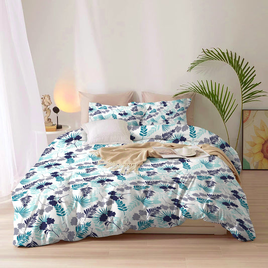 Duvet Cover 4 piece set Super King size High quality 240x260 duvet cover with Fitted sheet and pillow cases Forest - Cotton Home