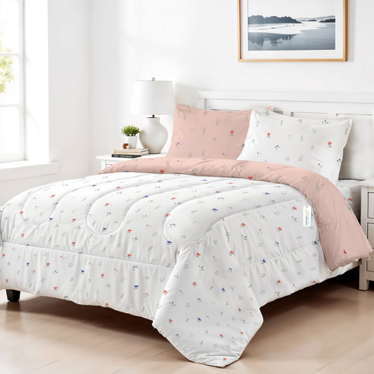 Premium Cotton 4PC Bedding Set Kids Comforter Set 160x220cm Peach Blossom