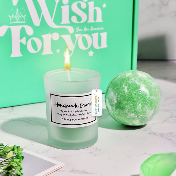 Bath Gift Box Set – Luxe Green Spa Care Package with 10 Relaxing Self-Care Items for Women, Mom, Wife, Sister, Friends