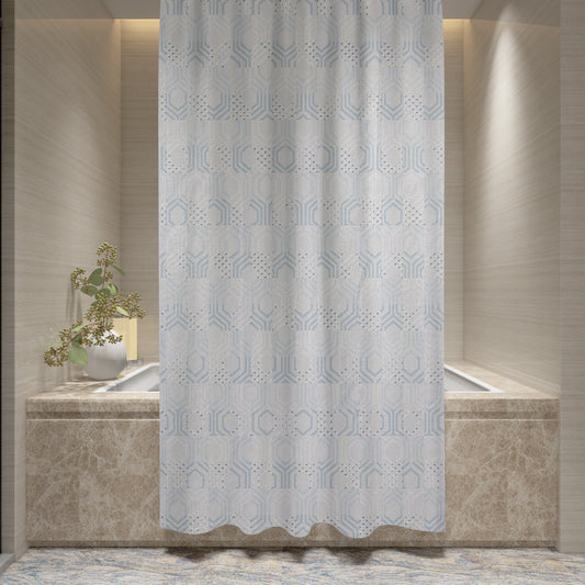 Shower Curtain Printed Fabric with Hooks 180x180 Cm - Treliss - Cotton Home