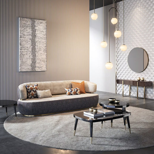 Nova 3-Seater Velvet Sofa in  – Luxurious Comfort, L230cm x W110cm x H86cm - Cotton Home