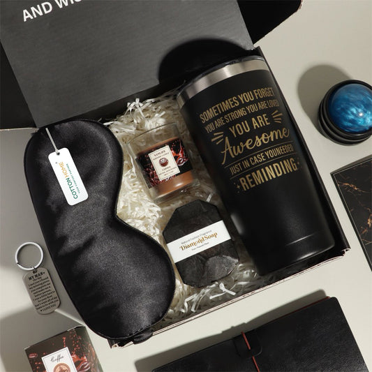 Bath Gift Box Set – Luxe Black Spa Care Package with 12 Relaxing Self-Care Items for Women, Mom, Wife, Sister, Friends