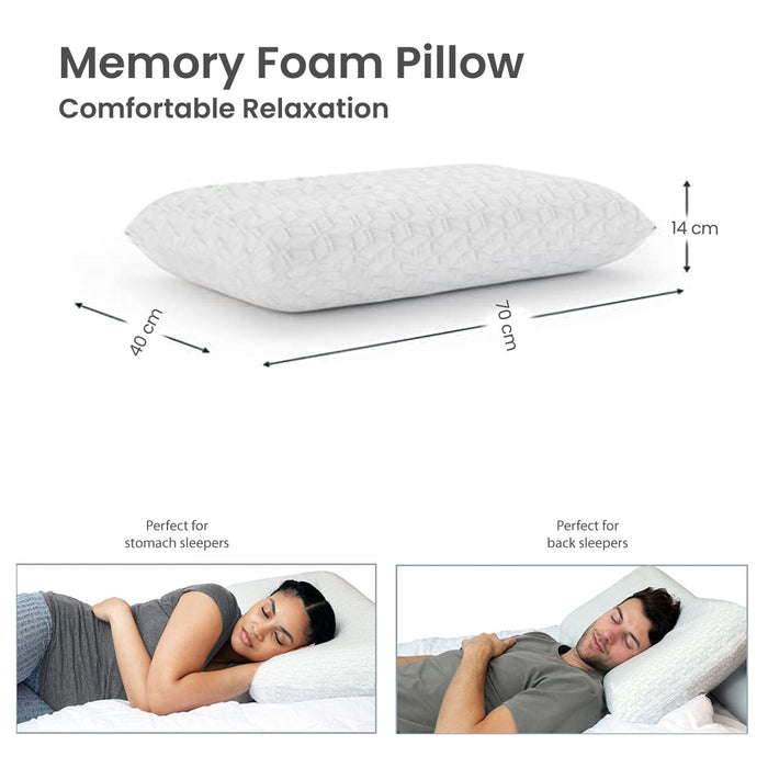 King Breathable Memory Foam Pillow 40x70X13cm - White