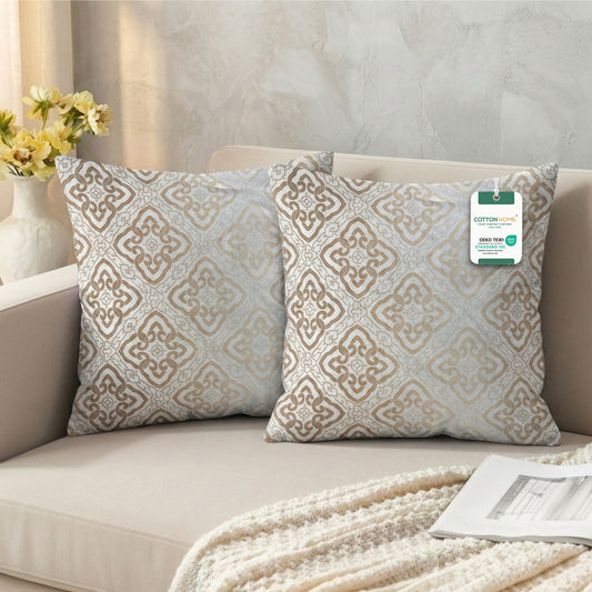 Cotton Decorative Throw Pillows Pack of 2 - 45x45 cm Square, Blue Pattern