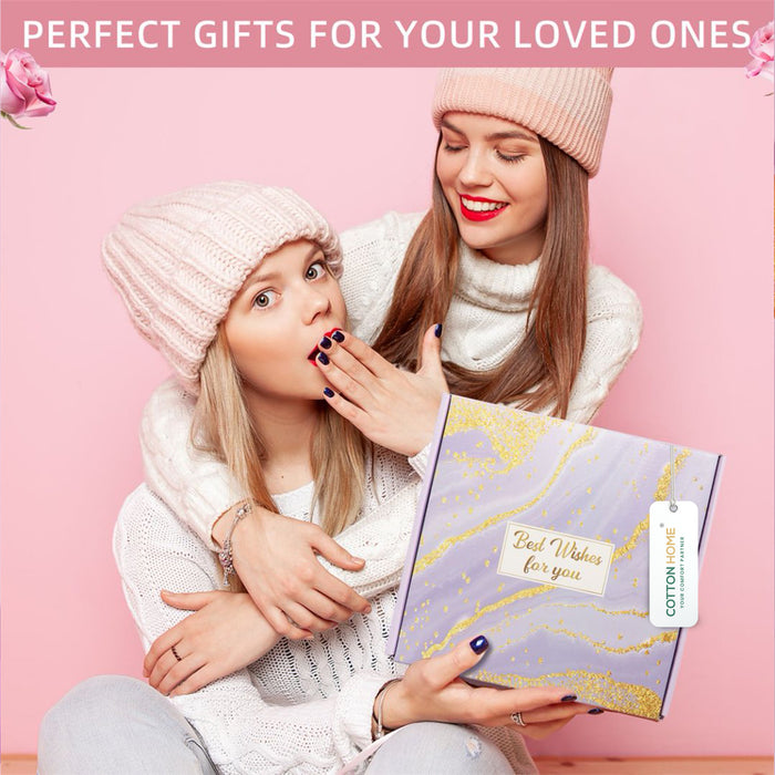 Bath Gift Box Set – Luxe Lavender Spa Care Package with 9 Relaxing Self-Care Items for Women, Mom, Wife, Sister, Friends