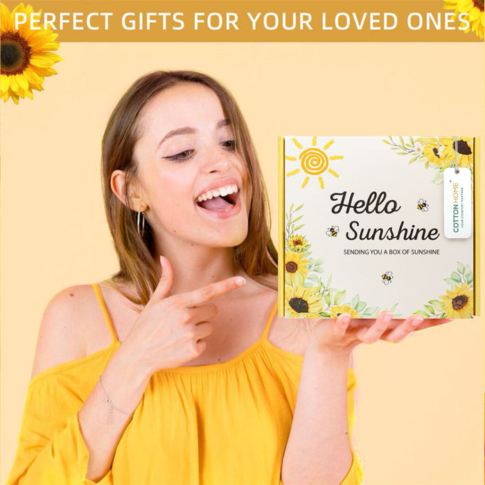 Bath Gift Box Set – Luxe Yellow Spa Care Package with 8 Relaxing Self-Care Items for Women, Mom, Wife, Sister, Friends