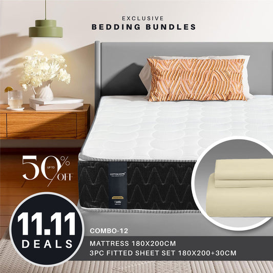 11.11 Mega Comfort Combo – Mattress, Fitted Sheet Set Bundle 12