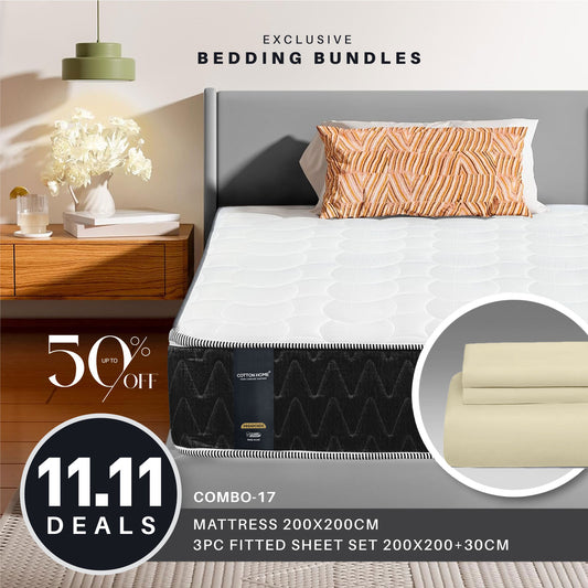 11.11 Mega Comfort Combo – Mattress, Fitted Sheet Set Bundle 17