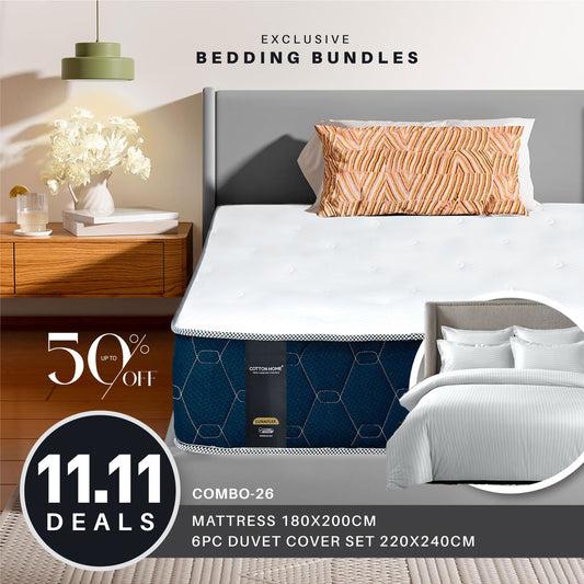 11.11 Mega Comfort Combo – Mattress, 6PC Duvet Cover Set Bundle 26