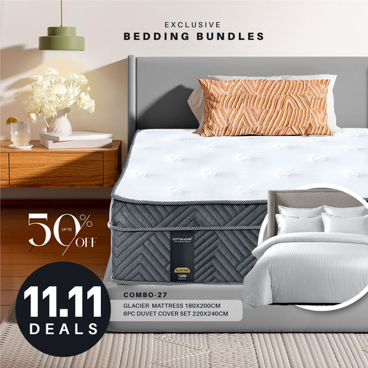 11.11 Mega Comfort Combo – Mattress, 6PC Duvet Cover Set Bundle 27