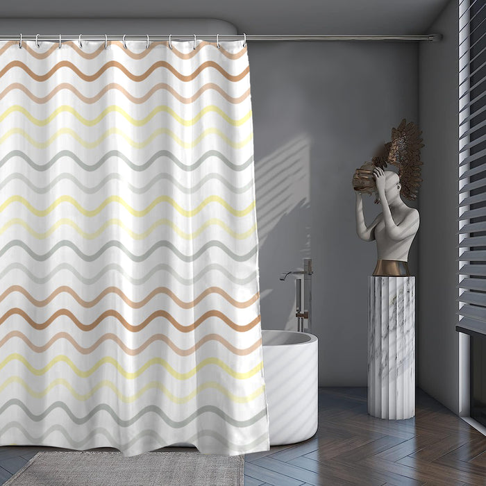 Shower Curtain Printed Fabric with Hooks 180x180 Cm - Chevton - Cotton Home