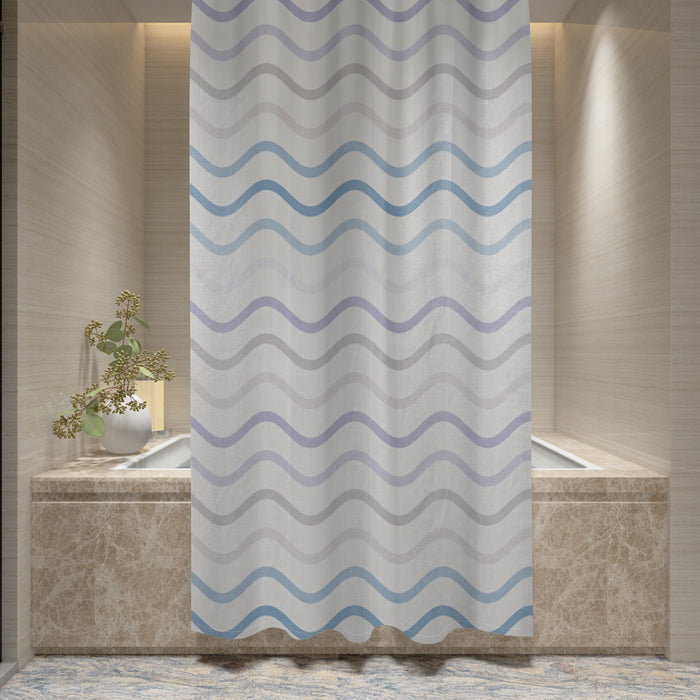 Shower Curtain Printed Fabric with Hooks 180x180 Cm - Chevton 208A - Cotton Home