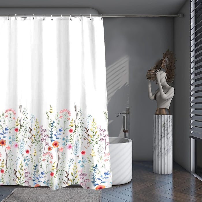 Shower Curtain Printed Fabric with Hooks 180x180 Cm - Amy - Cotton Home