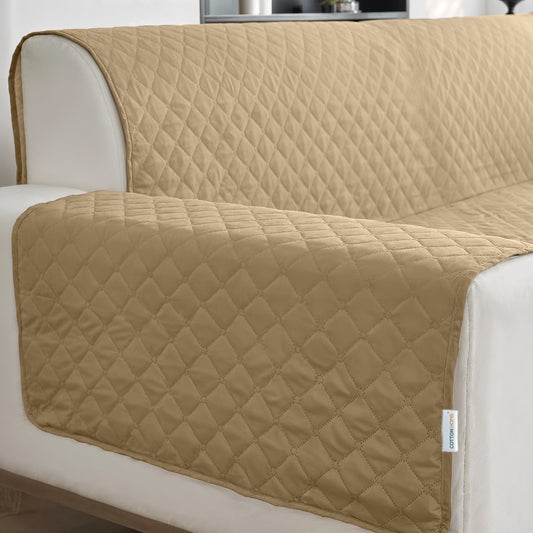 Ultimate Sofa Protector 2 Seater: Water Resistant Sofa Couch Cover for Ultimate Comfort |  Furniture Protector for Pets Kids - Brown