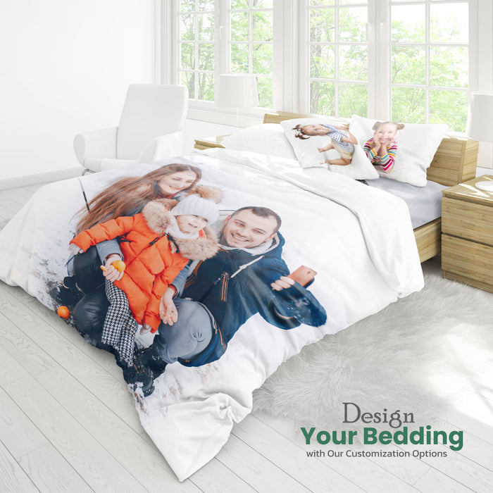 Cotton Blend 4-piece 220x240 Personalized Custom bedding Duvet Cover set with customized photo printed