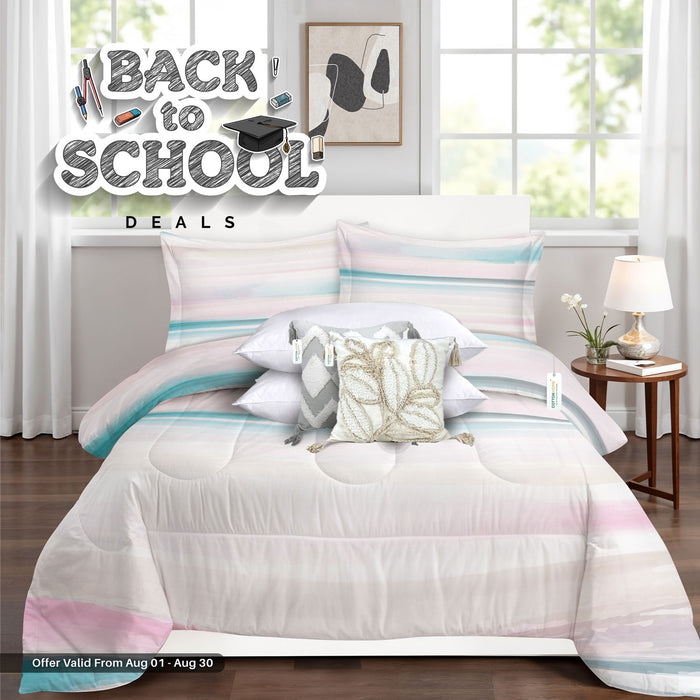 Back to School Comfort Combo - 8PC Kids Bedding Set 160x220 with Pillows & Cushions - Gradient Glow