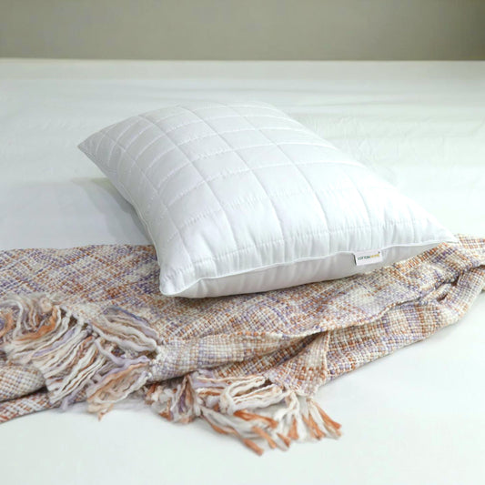 Sapphire Quilted Premium Cotton Pillow with Down Alternative filling 50x75 cm - Cotton Home