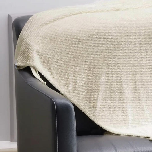 Tranquil Plaid Blanket Queen Size 220x240 Ivory - Cotton Home