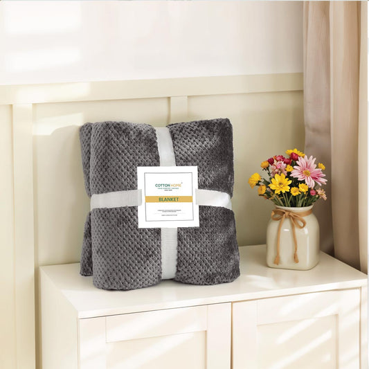 Tranquil Plaid Blanket Single Size 150x220 Dark Grey - Cotton Home