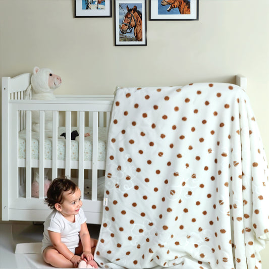 Polka Baby Blanket – Ultra Soft, Lightweight & Cozy Plush 144x110cm Brown