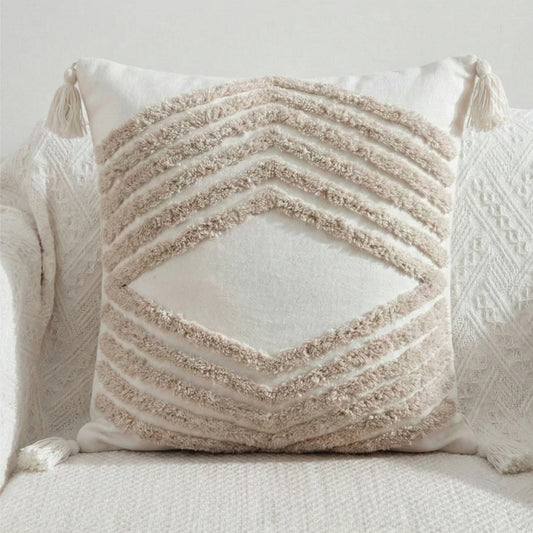 Boho Handcrafted Throw Pillow 45x45cm Geometric Embroidery Cushion with Arrow Design