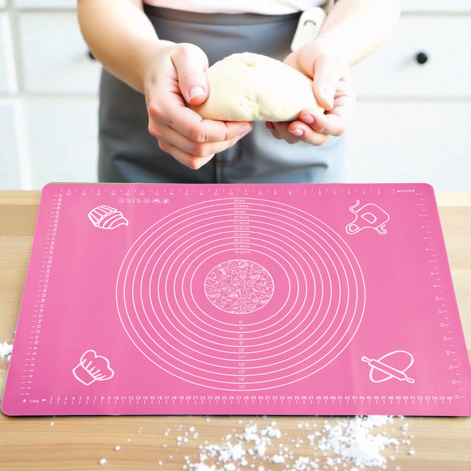 Buy Silicon Pink Reusable Non-Stick Baking Mat Extra Large 60x40cm