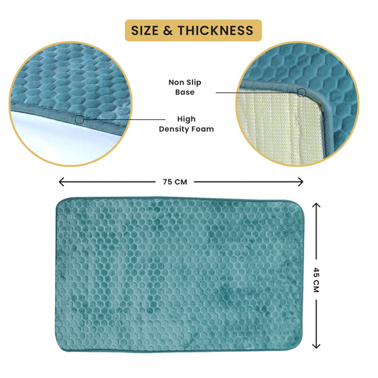 Luxury Memory Foam Cobblestone Bathmat - Teal | Cotton Home - Cotton Home