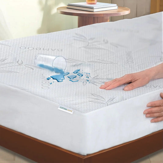 Premium Bamboo Grey Mattress Protector 90x200+35CM Breathable & Waterproof