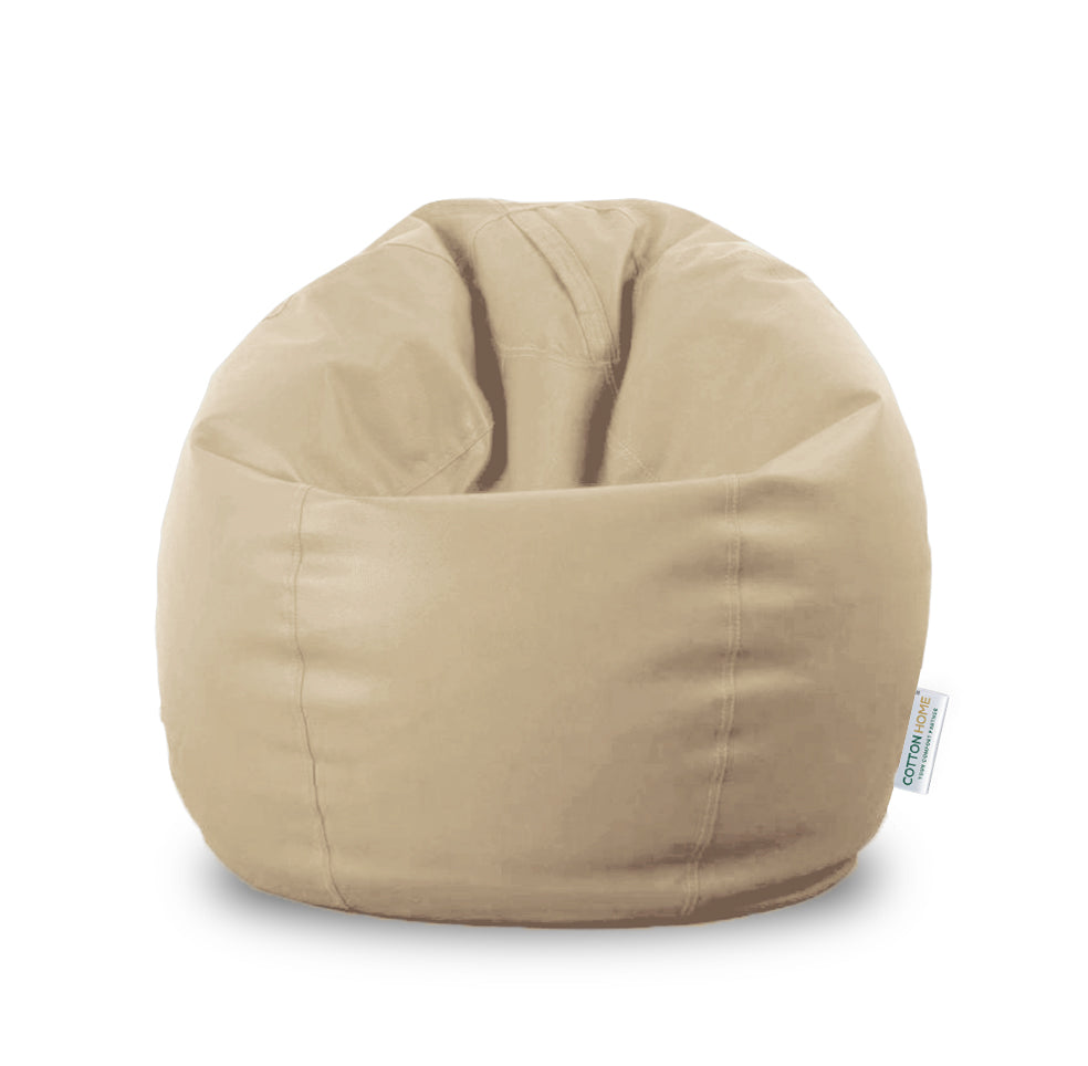 Kids Bean Bag Beige Small Size Indoor Outdoor Furniture Sofa Zipper Closure Couch PU Leather Polystyrene Beads Filling Chair Comfy Washable Durable