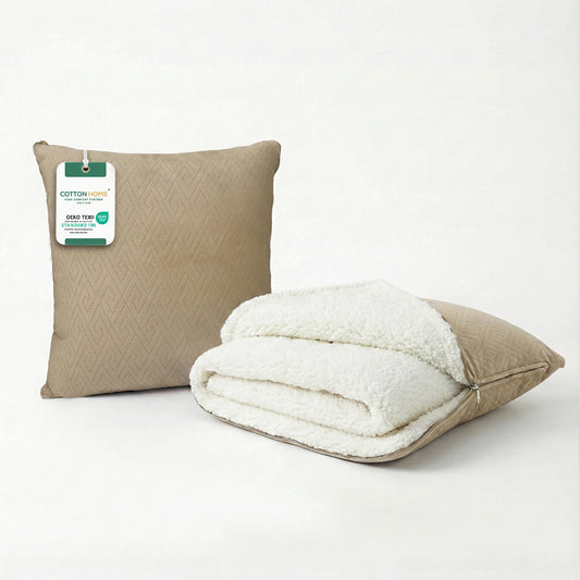 Dormella 2-in-1 Cushion with Blanket 40x40cm Cushion with 220x240cm Blanket Beige