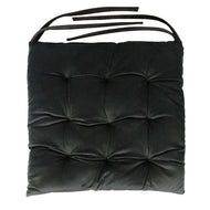 Velvet Slip Free Tufted  Chair Cushion Black 40x40cm