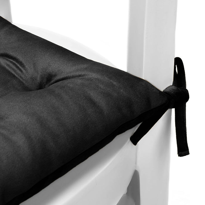 Velvet Slip Free Tufted  Chair Cushion Black 40x40cm - Pack of 4