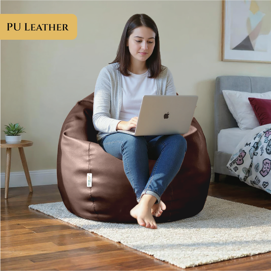 Adult Bean Bag Chair Premium PU Leather 62x105cm - Brown