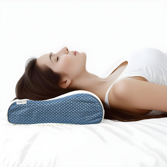 Cervical Support Memory Foam Mesh Pillow for Neck and Shoulder Pain Relief L60xW35xH9-11 CM