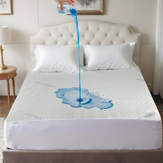 Premium Coolent Mattress Protector 120x200+35CM Breathable & Waterproof - Cotton Home