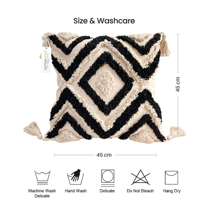 Boho Handcrafted Throw Pillow 45x45cm Geometric Embroidery Cushion with Maze Design
