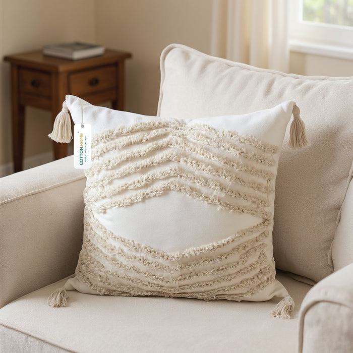 Boho Handcrafted Throw Pillow 45x45cm Geometric Embroidery Cushion with Arrow Design