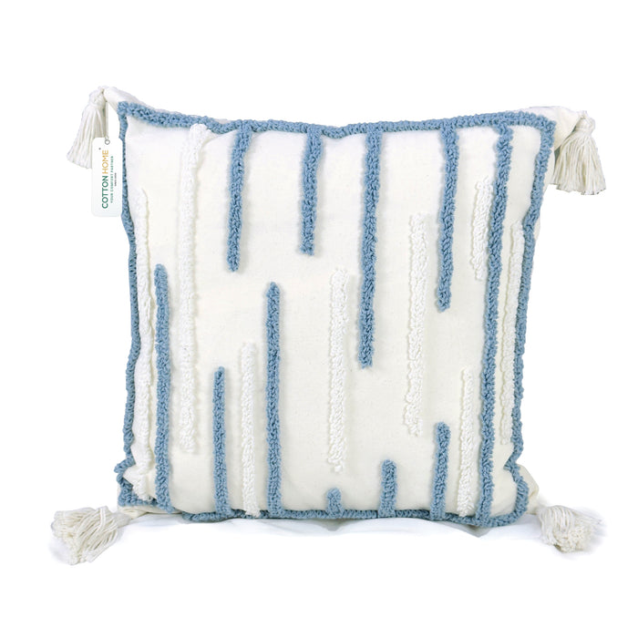 Boho Handcrafted Throw Pillow 45x45cm Geometric Embroidery Cushion with Stripe Design