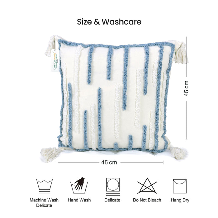 Boho Handcrafted Throw Pillow 45x45cm Geometric Embroidery Cushion with Stripe Design